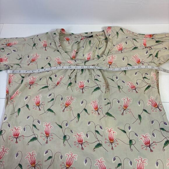HD in Paris Floral Ramie Fabric Pleated Bib Collar Blouse Size 6 S0372 - Picture 6 of 7